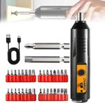 EzyTorq Electric Screwdriver Kit - Mini Cordless Screwdriver with 33‑In‑1 Bits, 3.5 Nm Torque - Portable/USB‑C Rechargeable - 1200 mAh Battery Operated Screwdriver for DIY, Home, and Professional Use