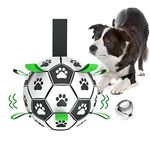 MYPIN Dog Football Ball with Grab Tabs/Built-in Bell, Interactive Dog Toys for Tug of War, Dog Tug Toy, Dog Water Toy, Durable Dog Balls for Small & Medium Dogs