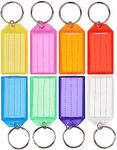 100 Pcs Plastic Key Tags with Labels, Key Labels with Ring and Label Window, 8 Assorted Colors, Key Identifiers for Luggage, USB Drive, Backpack