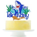 Shark Happy Birthday Cake Topper Marine animal shark theme baby shower party supplies Ocean-themed children's cakes choose gifts for boys and girls' birthdays and baby shower parties