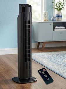 Uthfy 31 Inch Tower Fan for Bedroom, 120° Oscillating Quiet Standing Bladeless Fan With Remote, 7.5H Timer, 3 Speeds, 3 Modes, for Room, Dorm, Office, Black