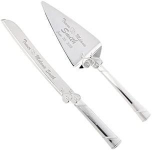 Lenox True Love Silver Personalized Wedding Cake Cutting Set, Engraved Wedding Cake Knife and Server, Wedding Cake Cutter