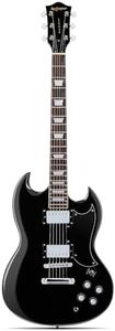 Leo Jaymz 39 Inch Solid Body Electric Guitar - Poplar Wood Body,Maple Neck and Laurel Wood Fretboard(Black)