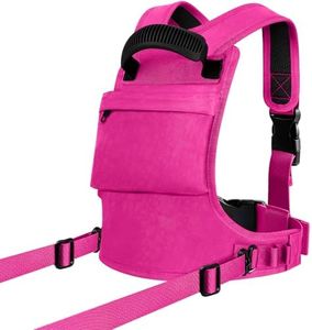 Ski Harness for Kids, Ski and Snowboard Training Harness with 2 Removable Leashes and Backpack, Control Steer & Speed, Perfect for Kid Beginners Boy and Girl (Pink)