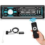 NHOPEEW Single Din Car Stereo with 16G Memory Card, DAB/RDS/FM/AM/Bluetooth Hands Free Call/7 LED Colors, 1 Din Radio Multimedia Player with USB AUX-in TF Card Port + Remote Control