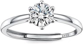 JeweBella Adjustable 925 Sterling Silver Rings for Women Engagement Ring Eternity Promise Ring Wedding Rings Cubic Zirconia Thumb Ring for Women Girls Anniversary Jewellery Gifts with Box