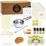 Anbar Complete DIY Candle Making Kit for Adults - Aluminium Tins, Natural Soy Wax, Cotton Wicks, Essential Oils, Labels, and Essential Accessories for Scented Candles, Fun Hobby Crafting Set