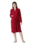 HotGown Women's Premium Soft Terry Cotton Water Absorbent Bathrobe | Full Sleeves Maroon Bathrobe | (L, Maroon)