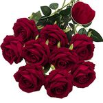 Red Rose Artificial Flowers Bulk Velvet Touch Artificial Roses with Stems Realistic Silk Roses Flower Long Stem Red Roses Fake Flowers for Decoration Real Touch Roses for Home Wedding Party Decoration