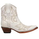 Corral Boots Womens Embroidered Snip Toe Casual Boots Ankle Low Heel 1-2" - Off White, Pearl, 7