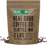 Real Good Coffee Company - Whole Bean Coffee - Organic Dark Roast Coffee Beans - 2 Pound Bag - 100% Whole Arabica Beans - Grind at Home, Brew How You Like