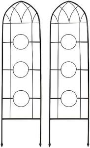 Sunnydaze Steel 2-Piece Arched Garden Trellis for Climbing Plants with 3 Folding Flowerpot Supports - 60-Inch