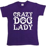 Fancy A Snuggle Crazy Dog Lady Woof Paw Print Womens Boyfriend Fit T-Shirt Purple Medium