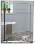 Neue Design Mood Rectangular Bathroom Mirror with Shelf, Wall Mounted & Double Layer of Glass, Modern & Stylish with Contemporary Bevelled Edges (70cm x 50cm)