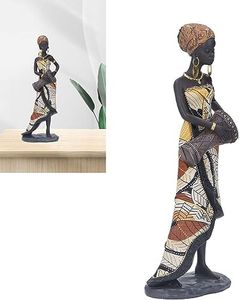 Fyearfly Sculture Africane Decorazioni Per La Casa, 12 Pollici Sculture D'Arte Africane Statua Di Donne Africane Con Tamburo Africano Per La Casa Scaffale Per Ufficio Decorazione, Regalo Di Accento