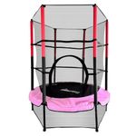 GALACTICA NEW Mini Trampoline | 4.5FT 55" with Safety Net Enclosure | Indoor Outdoor Children’s Activity Junior Trampoline - Pink