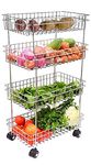 Rasvesh Stainless Steel 4 Layer Kitchen Trolley with Wheels Portable Modern Storage Rack for Fruits & Vegetable, Spice