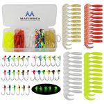 MAFIMOEA 50-90pcs Glow in The Dark Ice Fishing Jigs Set Ice Fishing Lures Kit Ice Fishing Gear for Crappie, Panfish, Walleye Perch Jigs Heads for Ice Fishing Tackle