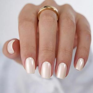 Bioday Bright White Press on Nails Short, Soft Gel Press on Nails Square with Nail Glue, Salon Quality Fake Nails Kit in 15 Sizes, 30 Reusable Stick on Nails for Women Valentines Gift