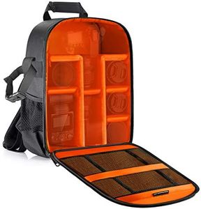 Neewer Camera Backpack Bag for Photographers with Waterproof Shockproof Partition, Small Camera Insert Case for DSLR, Mirrorless Camera, Lens, Flash and Other Accessories (Orange Interior)