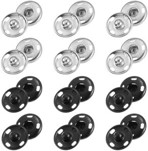 uxcell 12 Sets Sewing Snap Buttons, 15mm Press Buttons Metal Snap Fasteners for Clothes DIY Crafts, Silver/Black