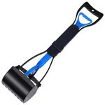 Harbour Housewares Long Handle Pooper Scooper - 60cm - Blue - 1x Portable Foldable Plastic Outdoor Garden Dog Cat Pet Poop Poo Litter Scoop Picker Grabber Bin Rake Shovel