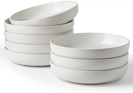 famiware Milkyway 33 oz Bowl Set, Pasta Bowls Set of 8, Salad Bowls Perfect for Your Friend for Housewarming, Thanksgiving, Christmas, White