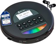 KLIM Nomad - Portable CD Player with Long-Lasting Battery - with Headphones - Radio FM - Compatible MP3 CD Player Portable - TF Card Radio FM Bluetooth - Ideal for Cars - Black