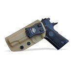 1911 Holster IWB Kydex for Colt 1911 Commander .45 9mm 4.25 4.5 Inch Concealed Carry - IWB 1911 Commander Holster - Concealed Holster 1911 IWB - Kydex IWB Holster 1911 45 (Tan, Left Hand Draw)