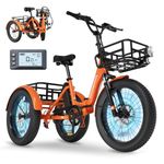 MOONCOOL Electric Trike, Electric Tricycle for Adults, 20" Folding 3 Wheels Electric Bicycle Bikes, 48V 500W Motorized Ebike with Aluminum Frame, Removable Battery and Basket