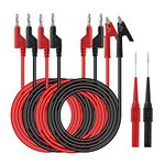 QIMEI-SHOP Multimeter Test Leads Set 4mm Banana Plug to Alligator Clips Cable Double Ended Banana Plug 1M Test Leads 2 Probes for Digital Multimeter 1000V 15A Red Black 6 Pcs