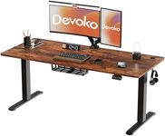 Devoko Electric Standing Desk 160x70cm, Height Adjustable Desk Ergonomic Stand up Desk with 2 Memory Preset and Cable Management Tray, Rustic Brown