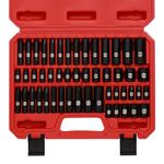 Mayouko 50PCS 1/4 Inch Drive Master Impact Socket Set,Metric/SAE,Deep/Shallow,6 Point,CR-V, 5/32 Inch - 9/16 Inch, 4mm - 15mm.