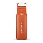 LifeStraw Go Series — Insulated Stainless Steel Water Filter Bottle for Travel and Everyday Use Removes Bacteria, Parasites and Microplastics, Improves Taste, 24oz Kyoto Orange