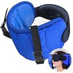 SARISUN Travel Pillow for Airplane, Neck Pillow for Sleeping Travel with Eye Mask, Airplane Pillow for Long Flight, Kids Travel Pillows for Car, Road Trip Car Headrest,Stop Bobblehead, Blue