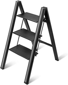 3 Step Folding Ladder Lightweight Aluminium Step Stools for Adults, Portable Stepladder Non-Slip Step Stool for Household Office Home Kitchen, Holds up to 150KG