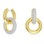 Swarovski Women Dextera Hoop Earrings, Asymmetrical Design, Interlocking Loop, White, Gold-Tone Plated