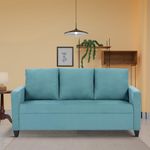 COUCH CULTURE Saya Sofa for Living Room | 3 Persons Sofa| Premium Fabric with Cushioned Armrest | 12 Months Warranty| Solid Wood Frame| 3 Seater in Saya Teal Color