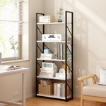 BSONE Tall Bookshelf, 5 Tier Book Shelf, Modern Bookcase for Bedroom Living Room Office, White