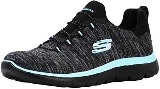 Skechers Women s Casual Walking Shoe, Black/Aqua, 8.5 US
