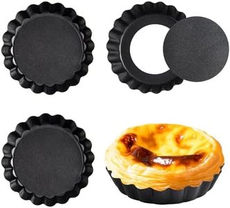 JUNART 4Pcs 4 Inch Tart Molds Baking Tin, Round Non-Stick Tart Pan Removable Bottom, Dishwasher Clean, Reusable Quiche Bakeware for Cheese Cakes, Egg Tart