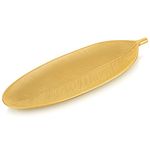 Hanobe Leaf Wooden Decorative Tray: Leaf Shaped Wood Key Tray Decor Leaves Bowl for Crystal Small Candle, Gold