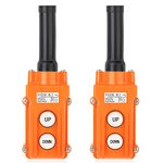 QCQIANG 2Pcs Rainproof Crane Push Button Switch, COB61-UP-DOWN Crane Pendant Control Station Push Button Switch with Rubber Cable Barrel