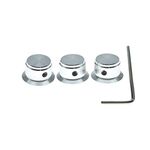 KAISH 3pcs Aluminium Potentiometer Knobs 1/4" Universal Top Hat Knobs Bell Control Knob with Set Screw for Guitar/Bass/AMPS/Preamps Silver without Indicator