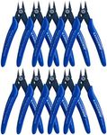 Small Wire Cutters 10 Pack- KAIHAOWIN 170 Wire Flush Cutters Wire Clippers Nippers Clean Cut Pliers Side Cutter Diagonal Cutting Pliers for Electronic Floral Heating Wire Model Sprue Soft Copper, Blue