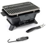 GiantexUK Cast Iron Charcoal Grill, Tabletop Barbecue Grill with Double-Sided Grilling Net, Air Regulation Door and Fire Gate, Portable Smoker Grill for Outdoor Cooking Camping Hiking