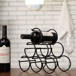 JHY Design Iron Tabletop Wine Rack 31x17x28.5cm Rustic Wine Bottle Rack Storage Wine Shelf Freestanding Wine Holder Portable Wine Cabinet Mini Bar for Home Counter(6 Bottles Design Dia 8.9cm)