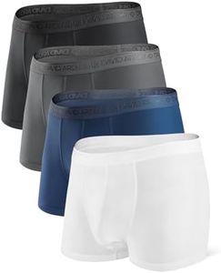 DAVID ARCHY Men's Underwear Micro Modal Dual Pouch Trunks Support Ball Pouch Bulge Enhancing Boxer Briefs for Men 3 or 4 Pack(M,Black/Dark Gray/Navy Blue/White)