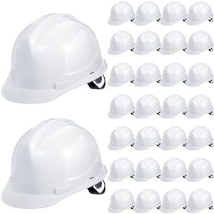 Xuhal 30 Pcs 4 Pt. Suspension Hard Hat Bulk Construction Hard Hat for Safety V Shape Cap Style Hardhats Adjustable Construction Hats for Men for Work Protection Supplies (White)