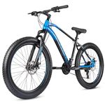 CRADIAC - Black Ninja Fat | 21 Speed Geared MTB Cycle| 26" Inch Mountain Bike | 26 * 300 Fat Tires | DISC Brakes | Suspension Fork | Hitensile Steel Frame | for 15+ Years Men/Boys/Girls, Front